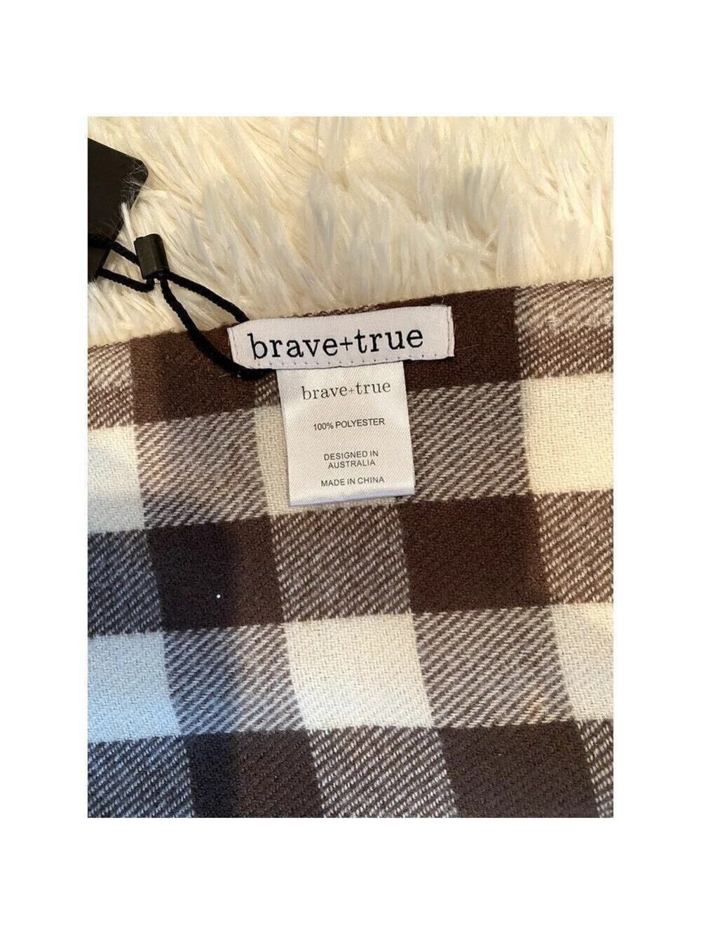 Brave + True Woodlands Brown & White Plaid Scarf - Size OS (NWT) - Picture 3 of 5